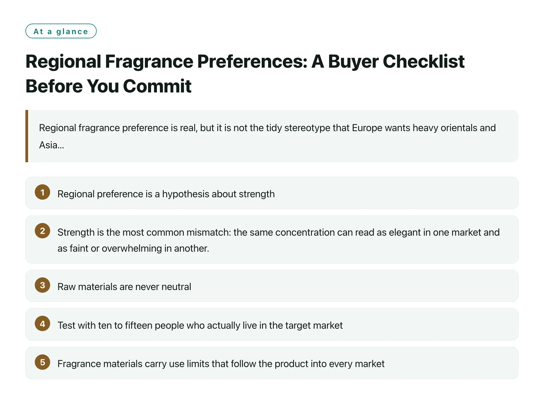 Regional Fragrance Preferences: A Buyer Checklist Before You Commit——全文要点速览